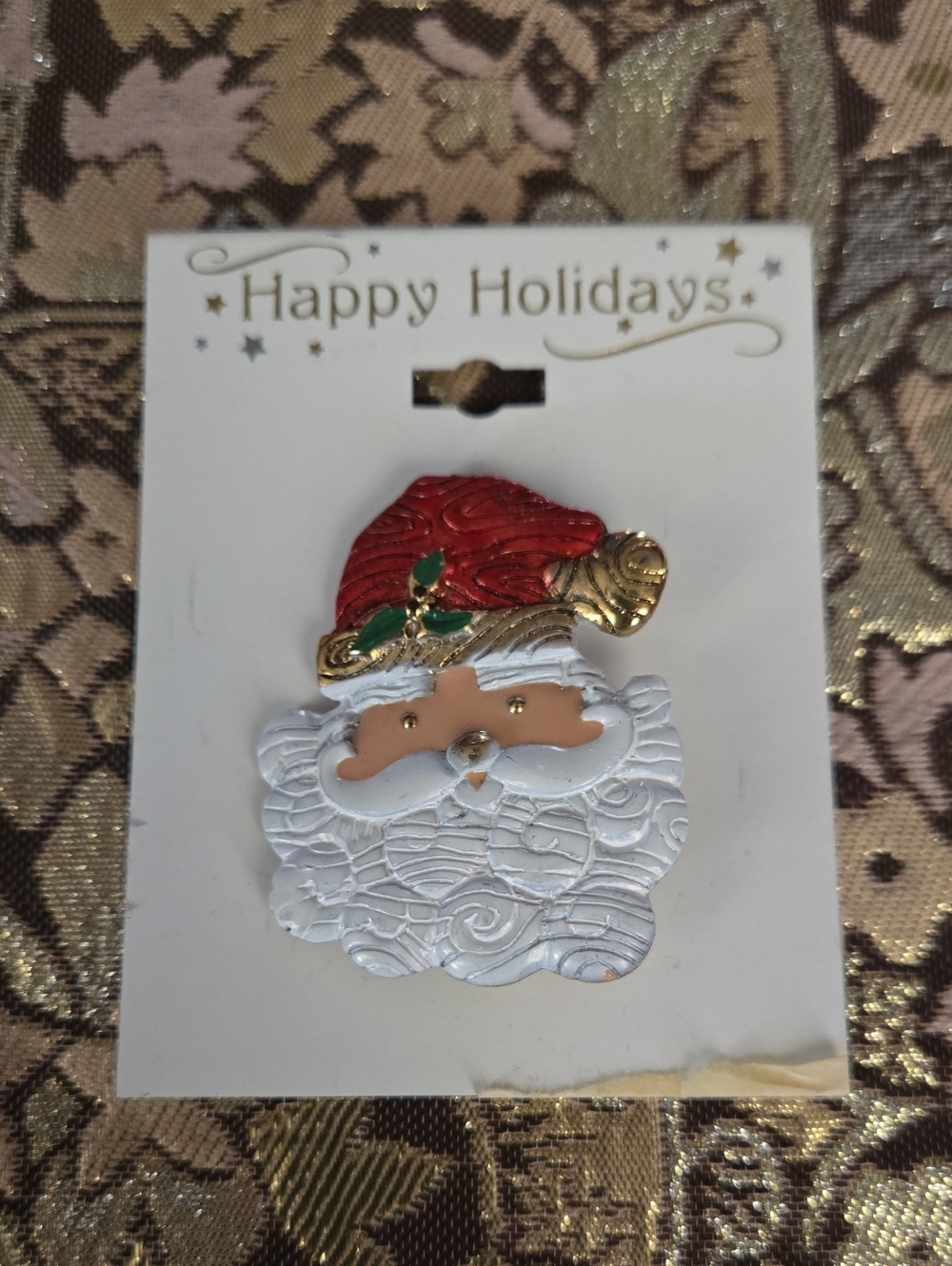 Vintage Happy Holidays Santa Pin